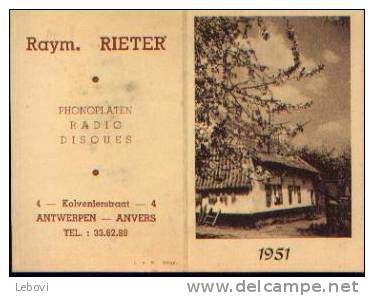 Calendrier De Poche 1951 ( Publicité Raym. RIETER - ANTWERPEN) - Petit Format : 1941-60