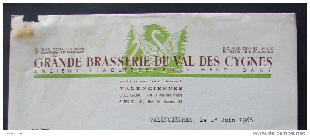 Fac. G1. Grande Brasserie Du Val Des Cygnes. Anciens établissements Henri Baré. - Autres & Non Classés