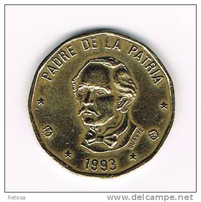 DOMINICAANSE  REPUBLIEK  1 PESO  1993 - Dominicaine
