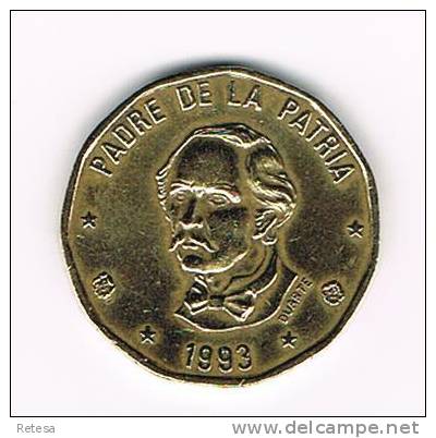 DOMINICAANSE  REPUBLIEK  1 PESO  1993 - Dominicaanse Republiek