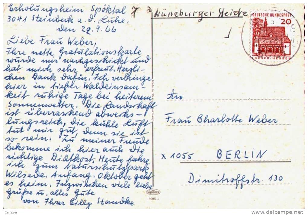 AK Lüneburg, Lüneburger Heide, Gel 1966 - Lüneburger Heide