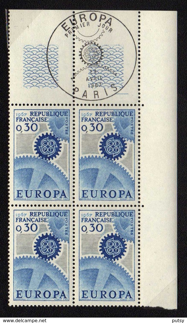 N° 1521 "EUROPA 1967", Bloc De Quatre, Oblitération Premier Jour Paris. - 1960-1969