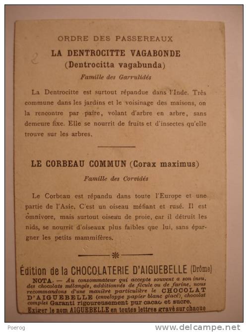 CHROMO - DENTROCITTE VAGABONDE - CORBEAU - CARTE CHOCOLOAT D'AIGUEBELLE - LE MONDE DES OISEAUX - 7X10 - Passereaux - Aiguebelle