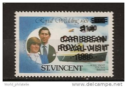 Saint Vincent 1985 N° 887 ** Famille Royale, Visite Royale, Surchargé, Prince Charles, Diana Spencer, Yatchs, Britannia - St.Vincent & Grenadines