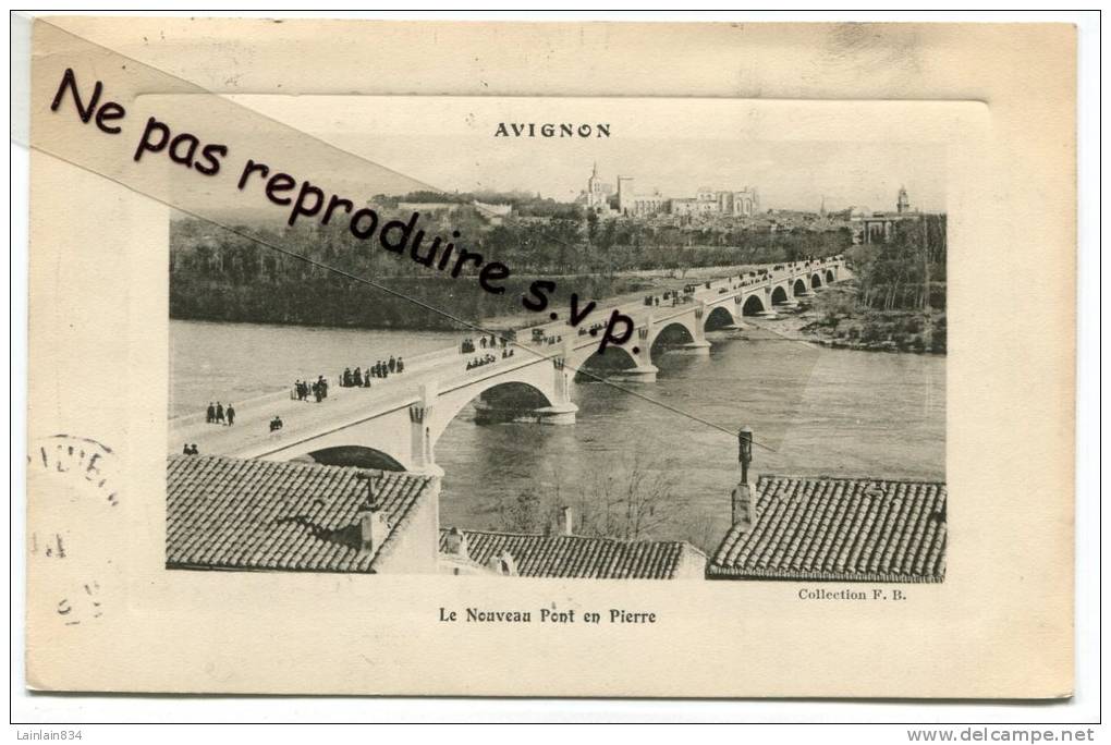 -  Avignon - Le Nouveau Pont En Pierre, Artistique, écrite, 1914, écrite, Splendide, Animée, TBE,  Scans. - Avignon (Palais & Pont)