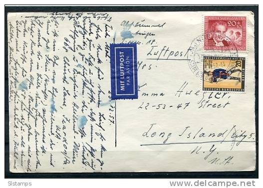 Germany/berlin  1957 Selfmade Post Card To USA   (MiF) - Lettres & Documents