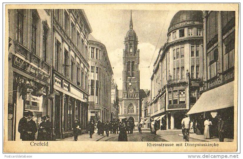 Crefeld - Rheinstrasse Mit Dionysiuskirche - Krefeld