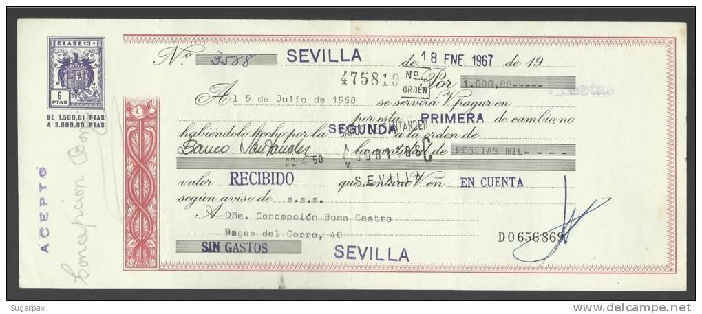 CLASE 13.ª - BANCO DE SANTANDER - SEVILLA - 1967 - D0656869 - Wissels