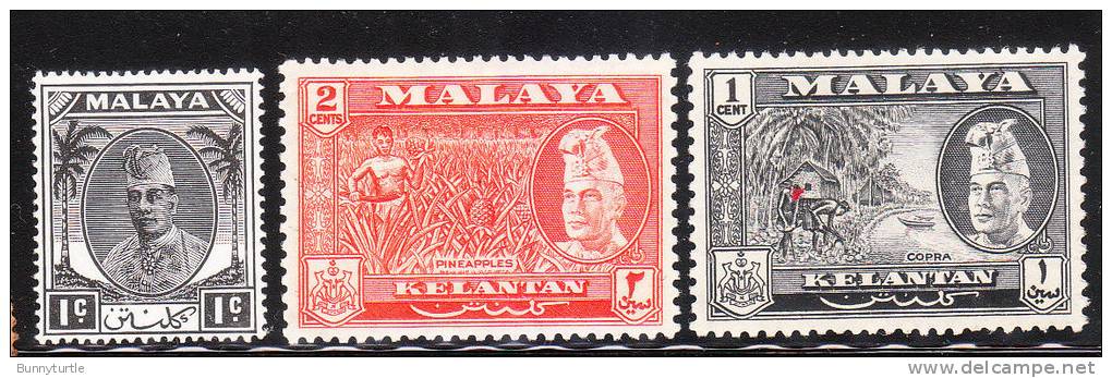 Malaya Kelantan 1951-63 Sultan Ibrahim 3v Mint - Kelantan