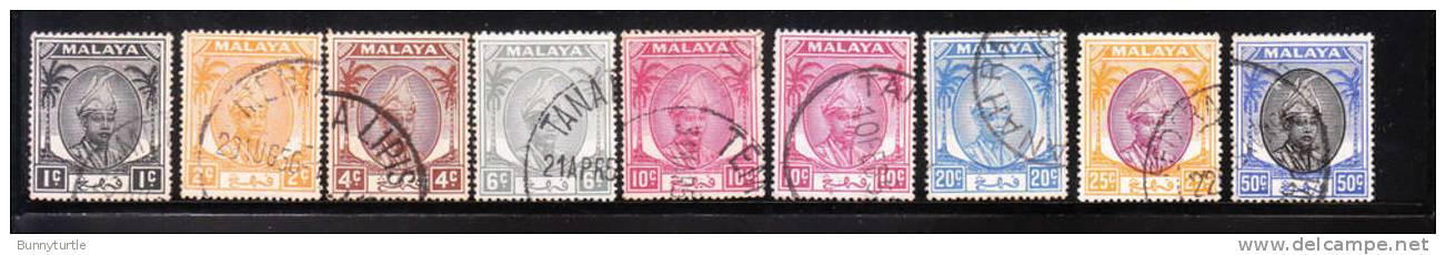 Malaya Pahang 1950 Sultan Abu Bakar 9v Used - Pahang