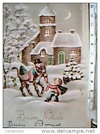 BUON NATALE  ILLUSTRATA BAMBINI E ASINO VB1956 EA8167 - Altri & Non Classificati