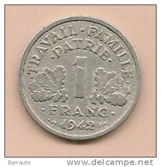 1 Francs Alu FRANCE 1942 - Brasilien