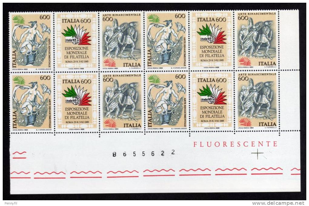 ITALIA - 1985 ARTE TRITTICO QUARTINA ANGOLO MNH ** - Blocs-feuillets