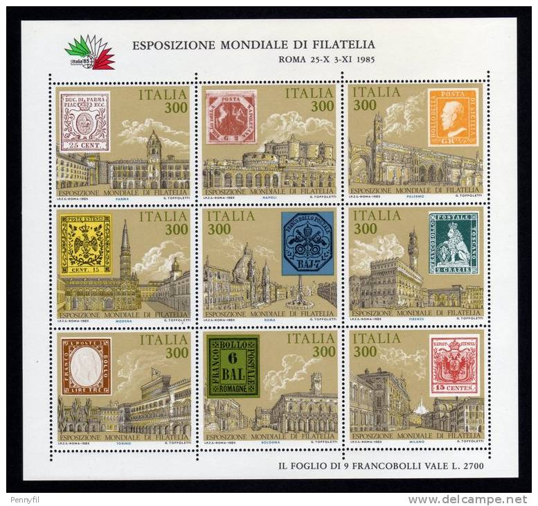 ITALIA - 1985 ESPOSIZIONE FILATELIA MNH ** - Blocks & Kleinbögen