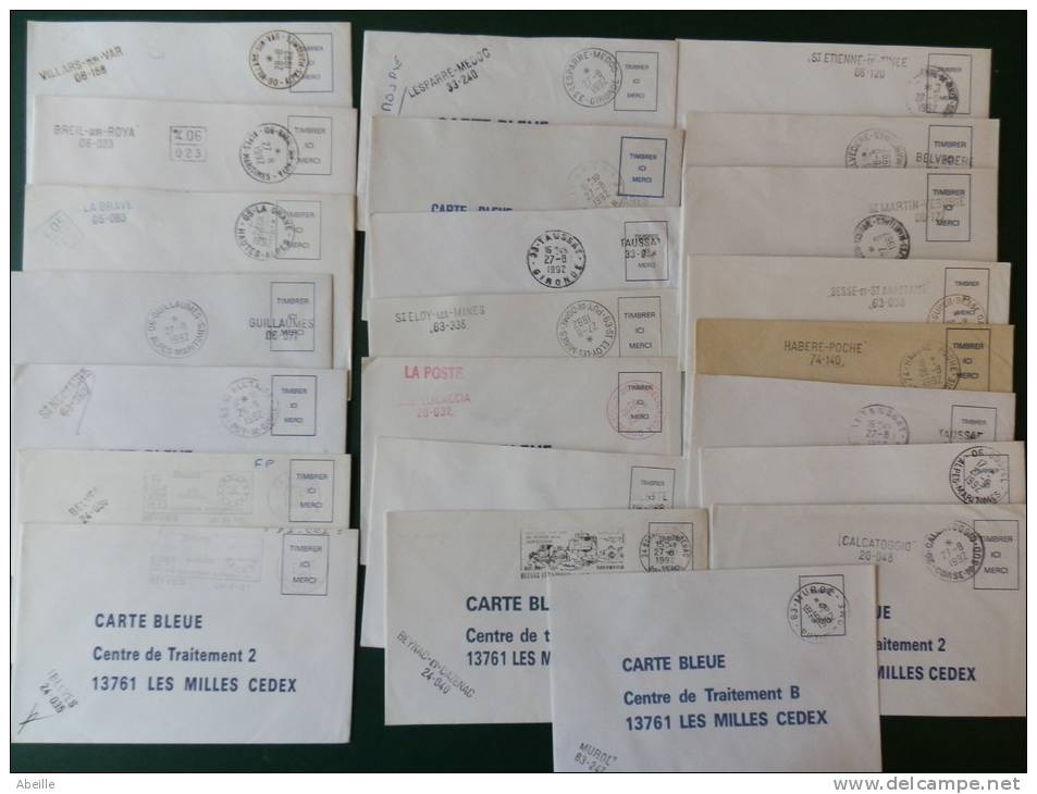 DOOS 4 LOT 23/    60 LETTRES  CARTE BLEUE AVEC GRIFFES LINEAIRES - Brieven En Documenten