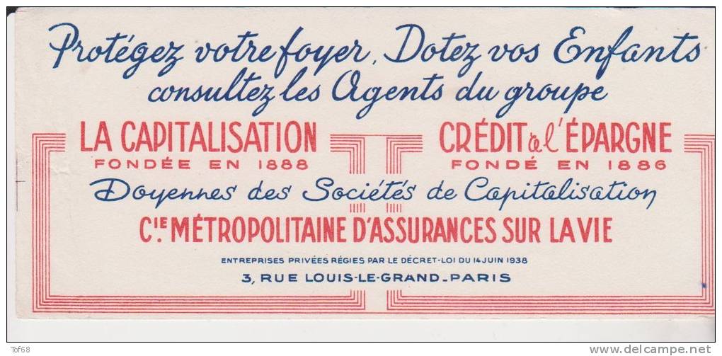 Buvard Assurances La Capitalisation - Banque & Assurance