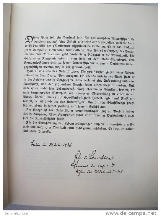 "Das Buch Vom Deutschen Unteroffizier" Von 1936 (gebundene Ausgabe Mit Schutzumschlag) - Militär & Polizei