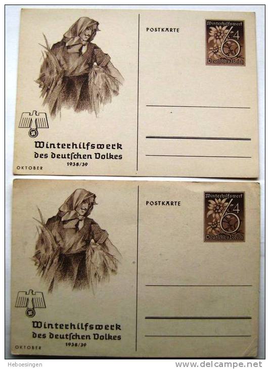 2 Ganzsachen Ungebraucht 6+4 Pfg. Winterhilfswerk 1938/39 - Sonstige & Ohne Zuordnung