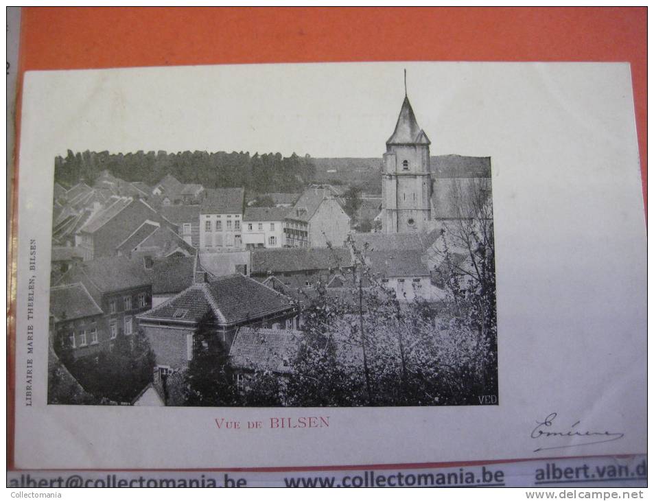 6 Postkaarten Bilzen Hasseltse Poort Café Belle Vue, Borgberg, Kasteel Van Schoonbeek, Panorama Bilsen Simoens &amp; Bol - Bilzen