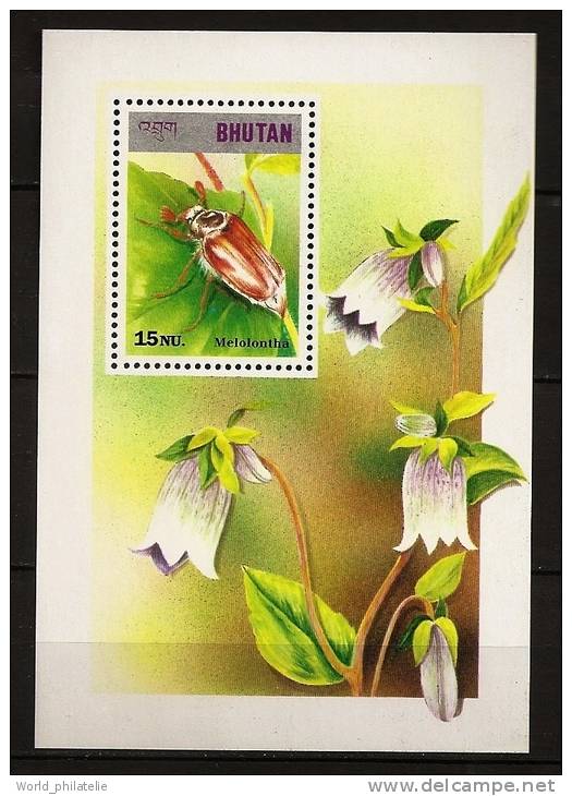 Bhoutan Bhutan 1997 N° BF 351 ** Animaux, Insectes, Melolontha, Fleurs, Clochettes - Bhutan