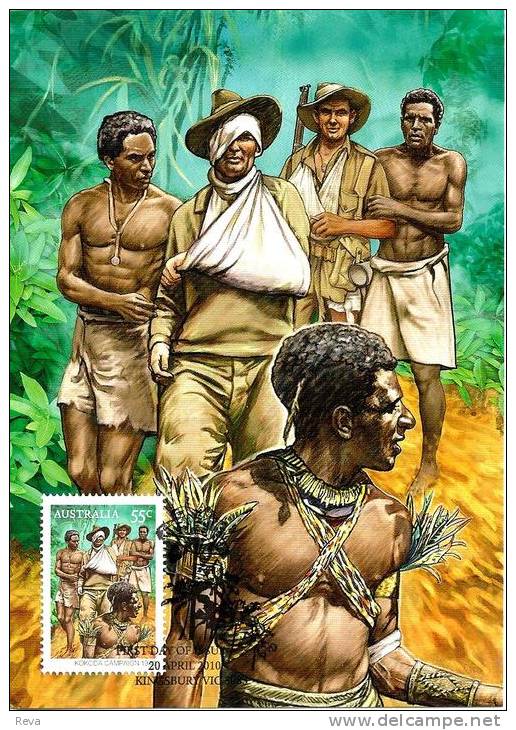 AUSTRALIA MAXICARD ANZAC ARMY KOKODA TRAIL NEW GUINEA NATIVES 0.55 STAMP DATED 12004-2010 CTO SG? READ DESCRIPTION!! - Briefe U. Dokumente