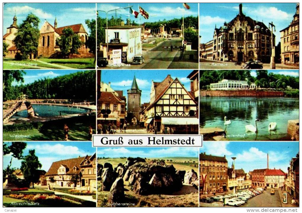 AK Helmstedt: Waldbad, Zonengrenze, Quellenhof, Albrechtsplatz, Gel 1967 - Helmstedt
