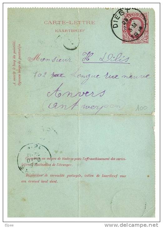Carte-lettre 1b, Oblitérée Diest, Sans Bords - Postbladen