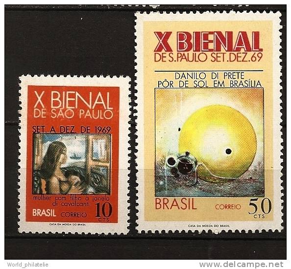 Bresil Brasil 1969 N° 896 + 898 ** Biennale D'art, Sao Paulo, Extrait De Film, Di Cavalcanti, Tableau, Danilo Di Prete - Ungebraucht