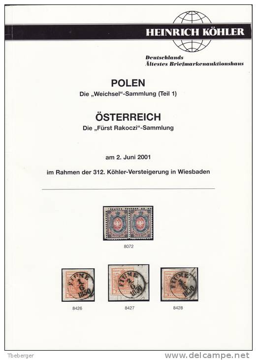 AC Köhler 2001 Austria Österreich Rakoczi Collection & Poland Polen Weichsel Collection, 555 Lots In Full Color - Briefe U. Dokumente