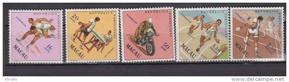 MACAO   1962     SPORT    N°  393/397    COTE  82.50  EUROS       ( 912) - Autres & Non Classés