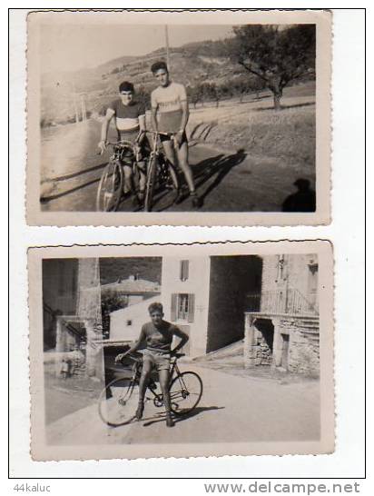 Lot De 2 Photographies Coureur Cycliste à L'entraînement - Cyclisme