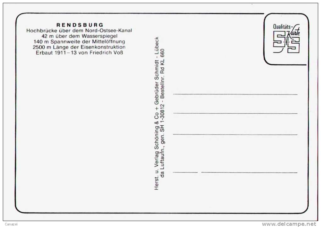AK Rendsburg, Hochbrücke über Den Nord-Ostsee-Kanal,  Ung - Rendsburg