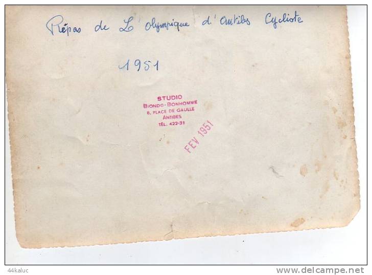 Repas De L'Olympique D'Antibes Cycliste En 1951 (Alpes Marities (scan Recto Et Verso) - Cycling