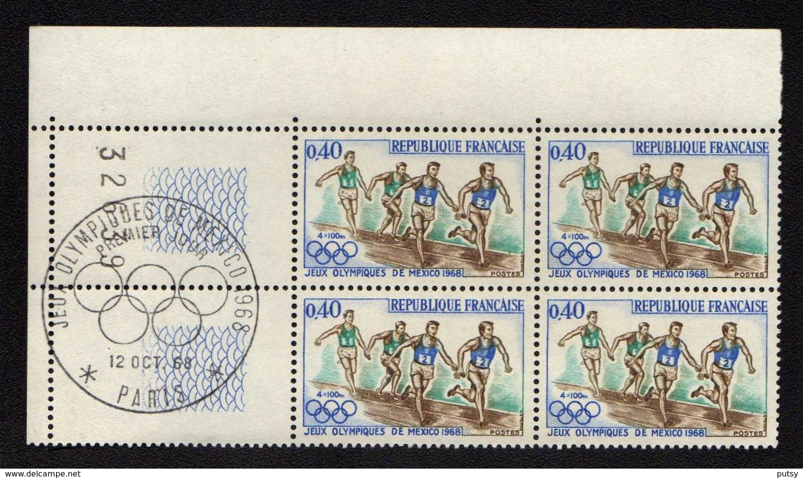 N° 1573 "Jeux Olympiques De Mexico 1968", Bloc De Quatre, Oblitération 1er Jour Paris. - 1960-1969