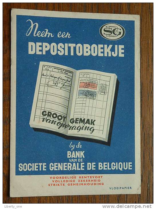 Neem Een DEPOSITOBOEKJE Bij De BANK Van De SOCIETE GENERALE DE BELGIQUE ( Voir Details Zie Foto ) ! - Banca & Assicurazione