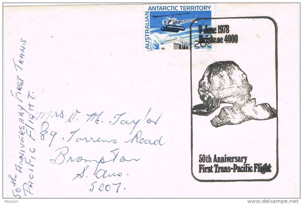 0624. Carta Antarctic Australian Territory AAT 1978. Trans Pacific Flight - Lettres & Documents