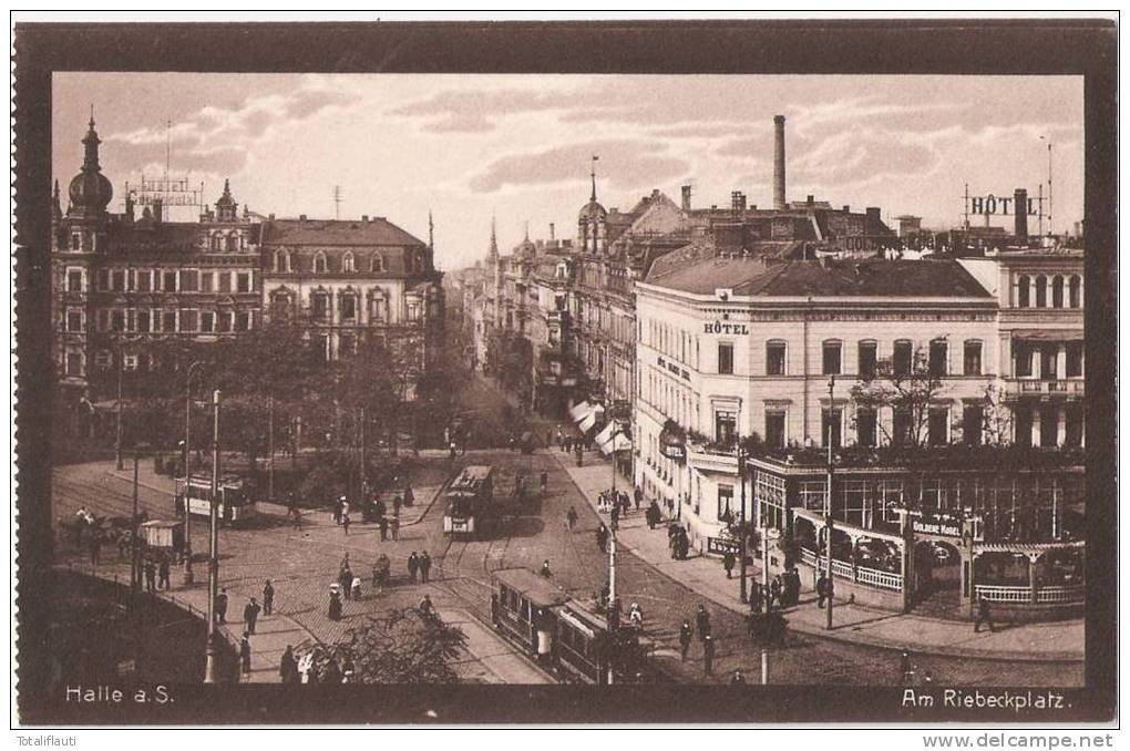 Halle Saale Riebeckplatz Hotel Continental + Goldener Löwe Strassenbahn En TOP-E - Halle (Saale)