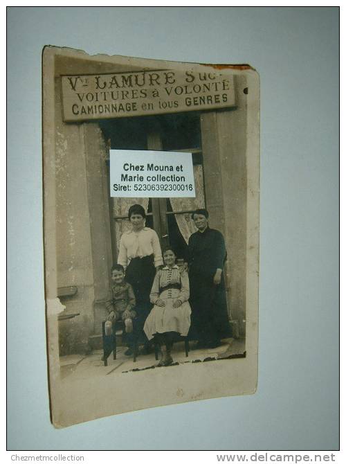 LA CLAYETTE (71) CARTE PHOTO VEUVE LAMURE SUCCESSEUR VOITURES A VOLONTE CAMIONNAGE EN TOUS GENRES - Ambachten