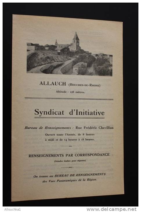 1933 Programme  Reseaux Renseignements Sur ALLAUCH Syndicat D'initiative Tramways - Programs