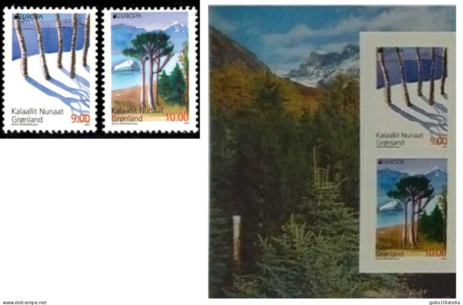 2011 - GROENLANDIA / GREENLAND - EUROPA  CEPT- LE FORESTE / THE FORESTS. 2 STAMPS + 2 ADHESIVE STAMPS. MNH - 2011