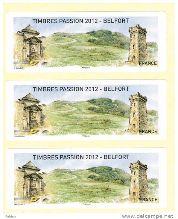 Lisa De Timbres Passion 2012 Belfort Bande De 3  Sans Faciale Introuvable  Net 69 € - 2010-... Illustrated Franking Labels