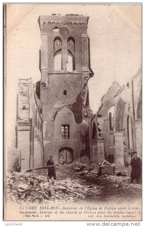 BELGIQUE Intérieur De L´Eglise De Pervyse Pervijze Après Le Bombardement Guerre 1914-15 Circulée 1916 Dixmude - Diksmuide