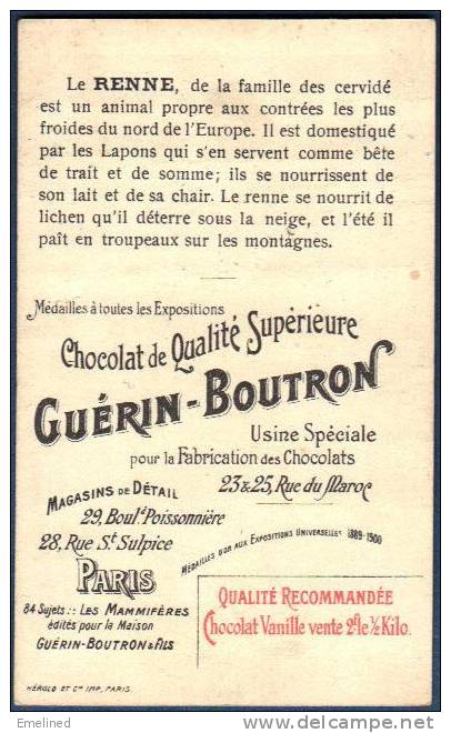 Chromo Chocolat Guerin-Boutron Les Mammifères Le Renne - Guérin-Boutron