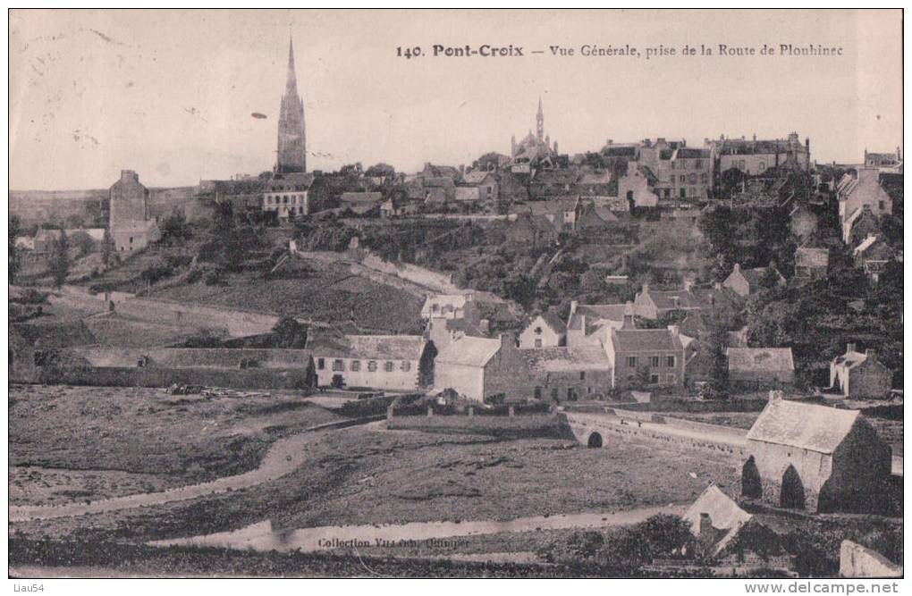 PONT-CROIX Vue Générale, Prise De La Route De Plouhinec (1923) - Pont-Croix