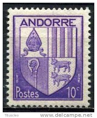 ANDORRE FRANCAIS 93** 10c Violet Armoiries De Vallées - Nuevos