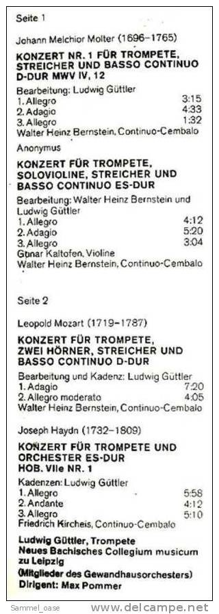 LP ,  Ludwig Güttler - Klassische Trompetenkonzerte Von Molter, L. Mozart und Haydn -  von Eterna 8 27 656  - von 1983