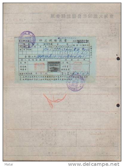 CHINA CHINE 1950.6.22  SHANGHAI EASTERN THEATRE DAILY REPORT REVENUE STAMP DOCUMENT - Unused Stamps