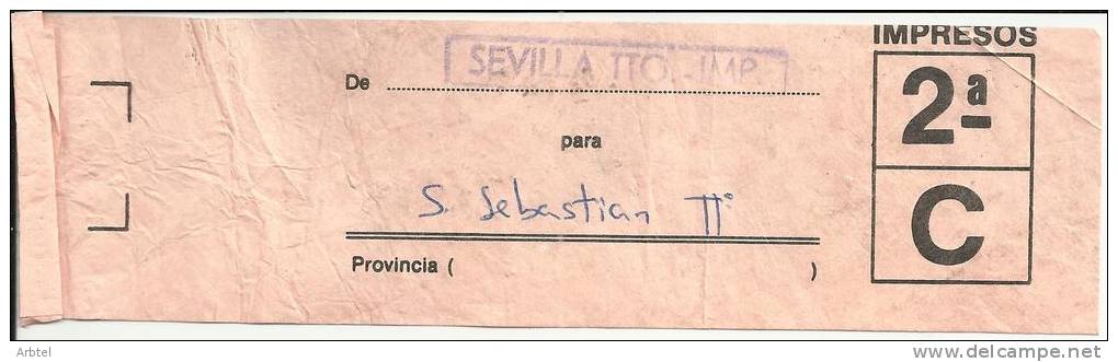 SEVILLA ETIQUETA SACA POSTAL CON MAT CERTIFICADO PAQUETES E IMPRESOS PABELLON PUERTO 1988 - Otros & Sin Clasificación