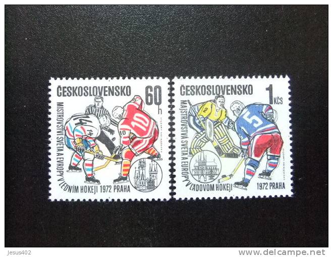 CHECOSLOVAQUIA TCHÉCOSLOVAQUIE 1972 HOCKEY SOBRE HIELO En PRAGA Yvert 1909 / 1910 ** MNH - Unused Stamps