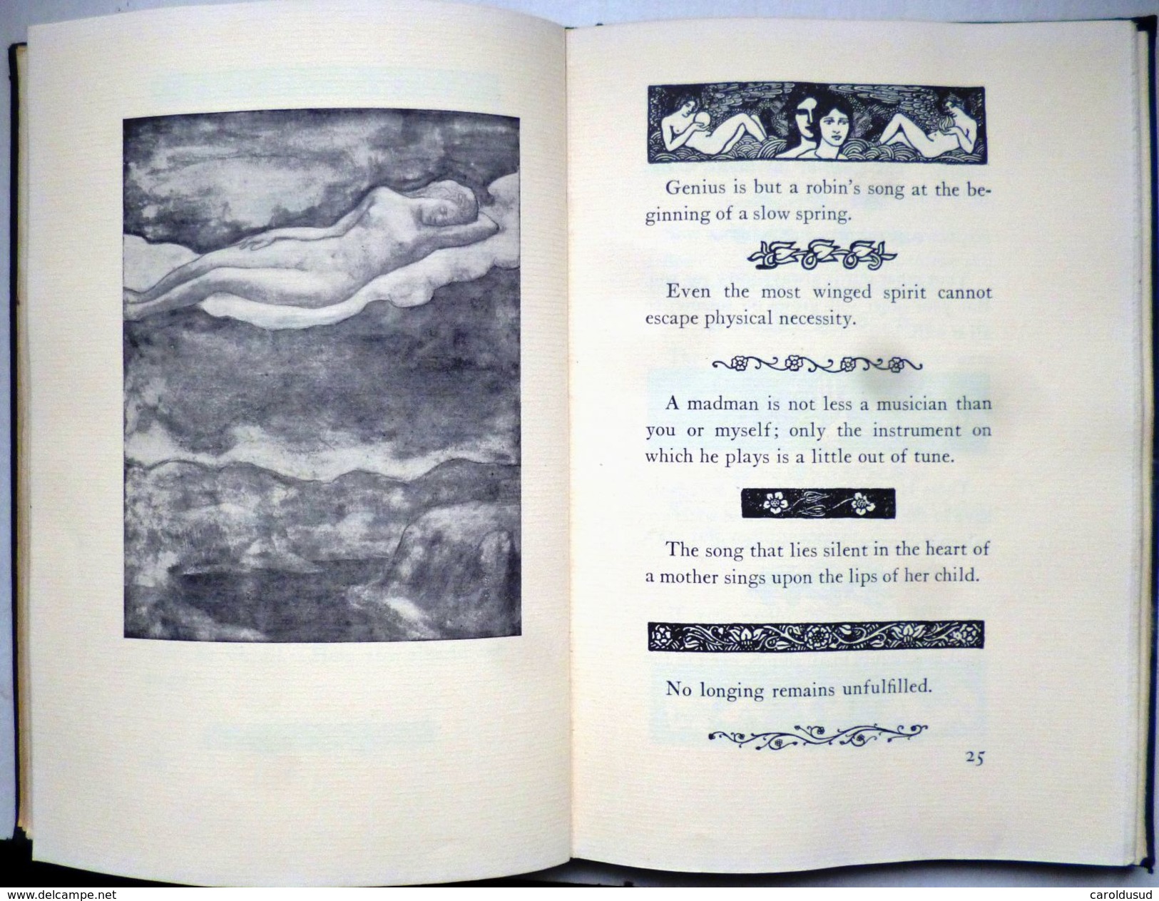 Rare Livre Anglais Kahlil Gibran Sand And Foam Aphorisme 1968 Alfred Knopf  7 Illustration Art Nouveau Femme Surrealisme - Spiritualisme